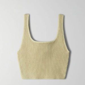 Aritzia Babaton Arjun Sculpt Knit Top in Size XS Pistachio Green